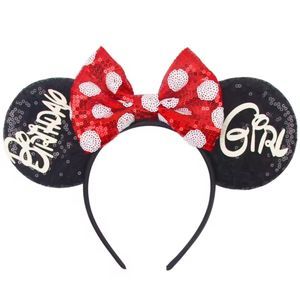 Handmade Classic Minnie Ears – Birthday Girl Celebration Headband Red Polka Dots